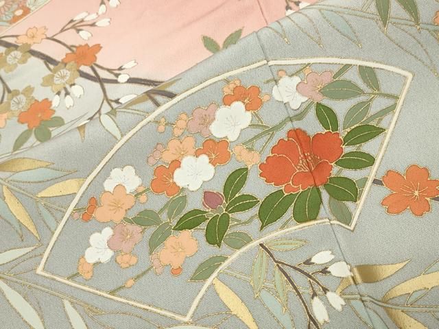 地紙重ね花車文 暈し染め