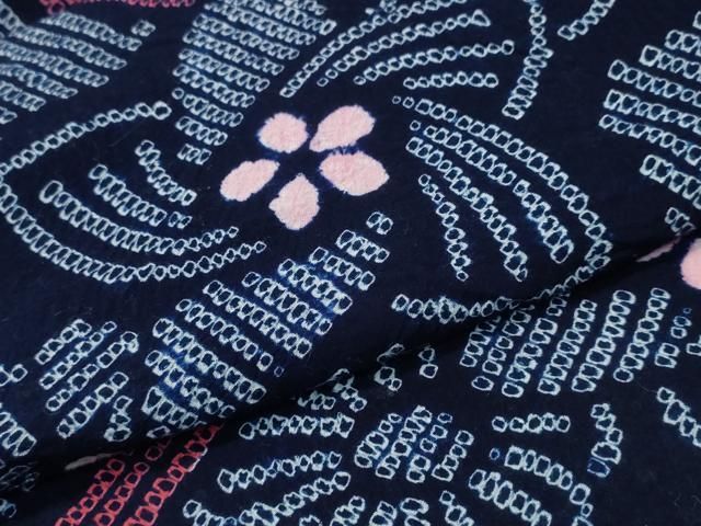 平和屋着物∴夏物 浴衣 有松鳴海絞り 花唐草文 綿 逸品 CABA0743ng