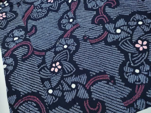 平和屋着物∴夏物 浴衣 有松鳴海絞り 花唐草文 綿 逸品 CABA0743ng