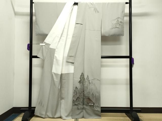 平和屋着物 訪問着 作家物 手描き 風景文 暈し染め 金彩 正絹 gh