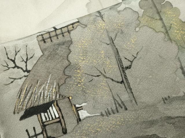  平和屋着物 訪問着 作家物 手描き 風景文 暈し染め 金彩 正絹 gh 訪問着 付け下げ 着物