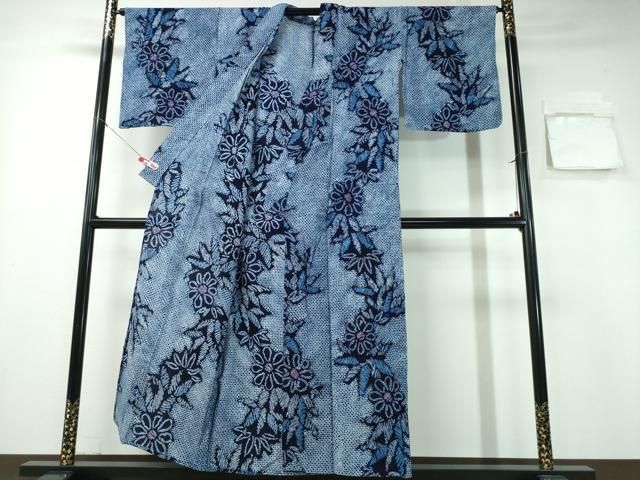 平和屋着物∴夏物 浴衣 有松鳴海絞り 笹菊文 綿 ng