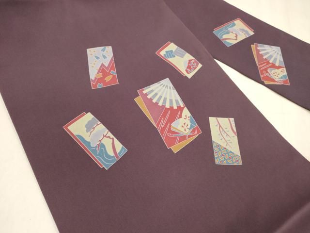 平和屋着物 塩瀬 九寸名古屋帯 短冊花松文 正絹 cm