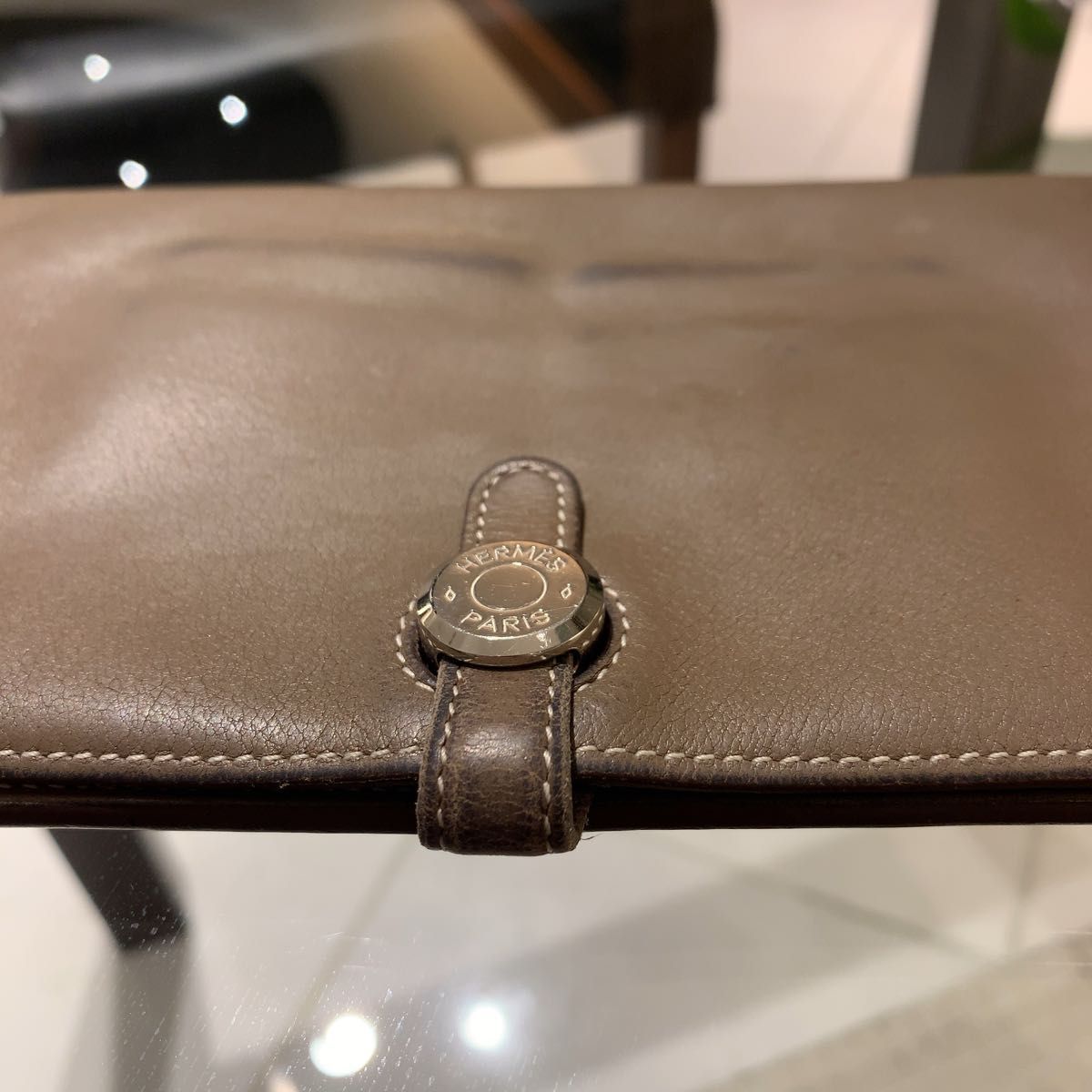 ◎本物 美品 エルメス ドゴン エトゥープ Etoupe カーフＲ刻印 長財布 ◎本物 美品 エルメス ドゴン エトゥープ Etoupe カーフ R刻印 長財布