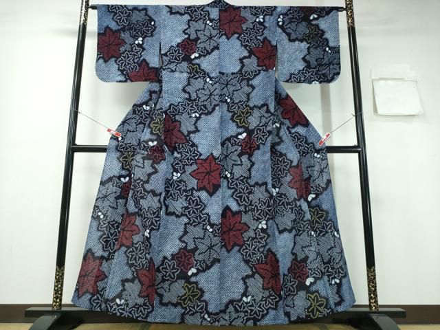 平和屋着物∴夏物 浴衣 有松鳴海絞り 舞葉文 綿 ng