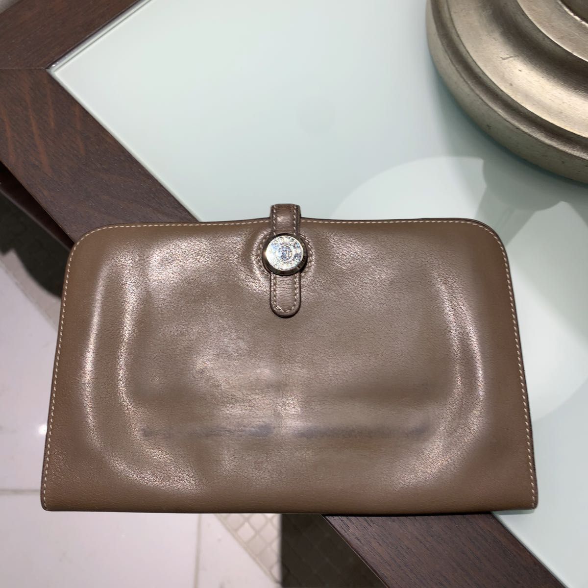 ◎本物 美品 エルメス ドゴン エトゥープ Etoupe カーフＲ刻印 長財布 ◎本物 美品 エルメス ドゴン エトゥープ Etoupe カーフ R刻印 長財布