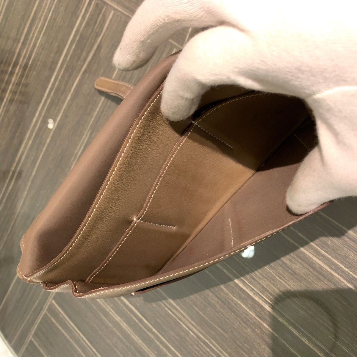 ◎本物 美品 エルメス ドゴン エトゥープ Etoupe カーフＲ刻印 長財布 ◎本物 美品 エルメス ドゴン エトゥープ Etoupe カーフ R刻印 長財布