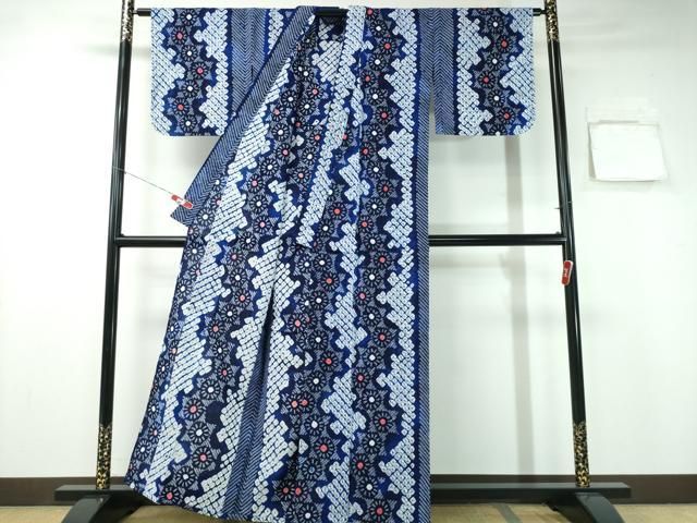 平和屋着物∴夏物 浴衣 有松鳴海絞り 舞花間道 綿 ng