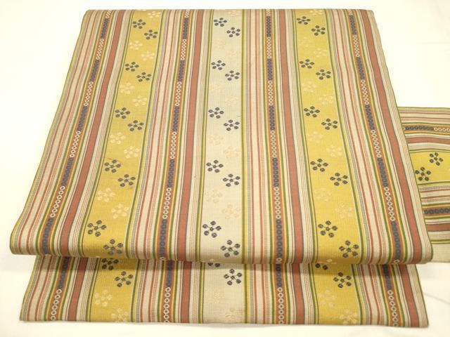 平和屋着物 全通柄九寸名古屋帯 間道 正絹 cm