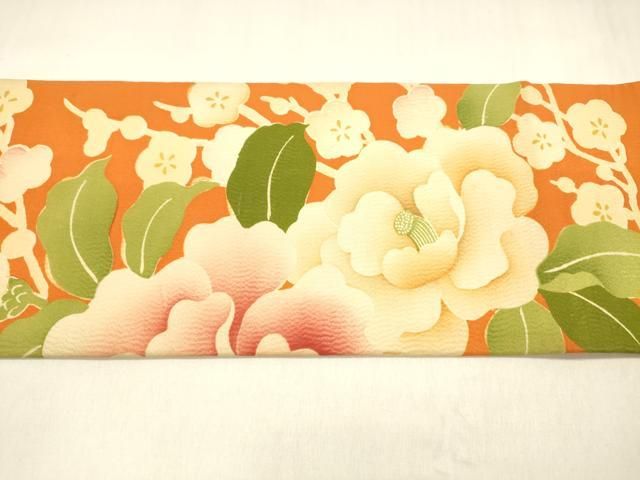  平和屋着物 アンティーク 大正ロマン 全通柄九寸名古屋帯 刺繍 草花文 正絹 cm その他 着物 浴衣