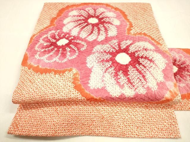 平和屋着物 名門 藤娘きぬたや 総絞り 九寸名古屋帯 舞花文 正絹 cm