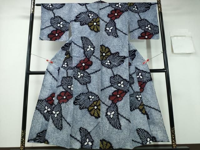 平和屋着物∴夏物 浴衣 有松鳴海絞り たんぽぽ花文 綿 ng