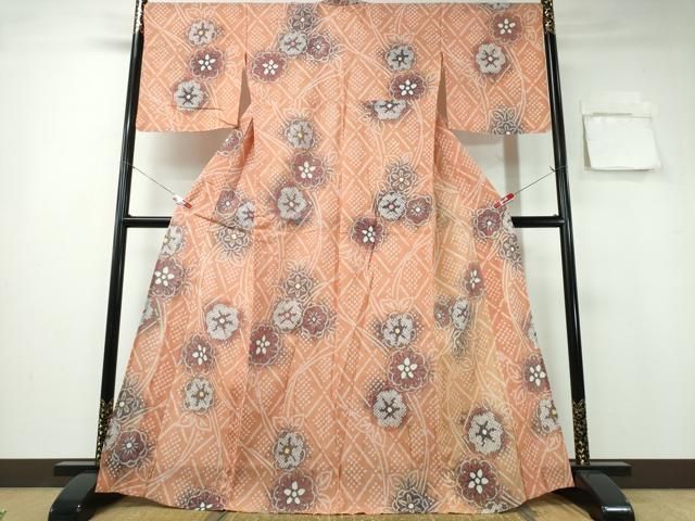 平和屋着物∴夏物 浴衣 有松鳴海絞り 菱舞花文 綿 ng