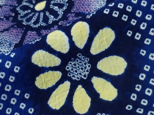  平和屋着物∴夏物 浴衣 有松鳴海絞り 舞葉花文 綿 ng 浴衣単品 浴衣