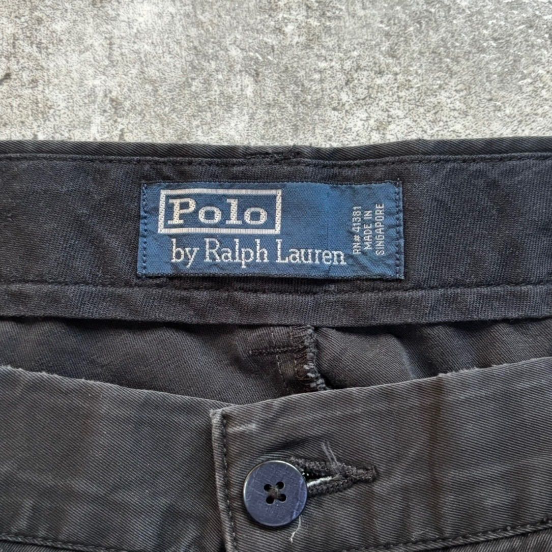 【入手困難】80-90s Ralph Lauren チノパン ブラック ポロチノ Ralph Lauren - 90s ラルフローレン チノパン ポロチノ ブラック 34w
