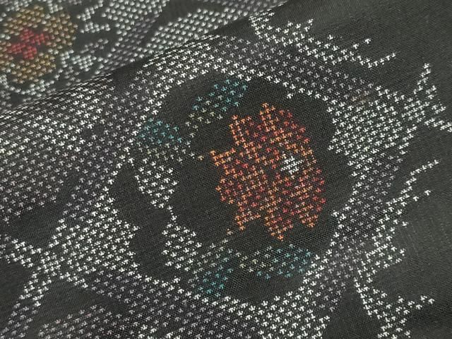  平和屋着物 本場大島紬 9マルキ 菱草花文 正絹 gh 紬 着物