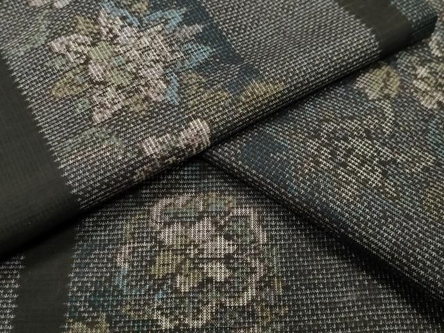 平和屋着物 本場大島紬 9マルキ 短冊花唐草文 正絹 gh