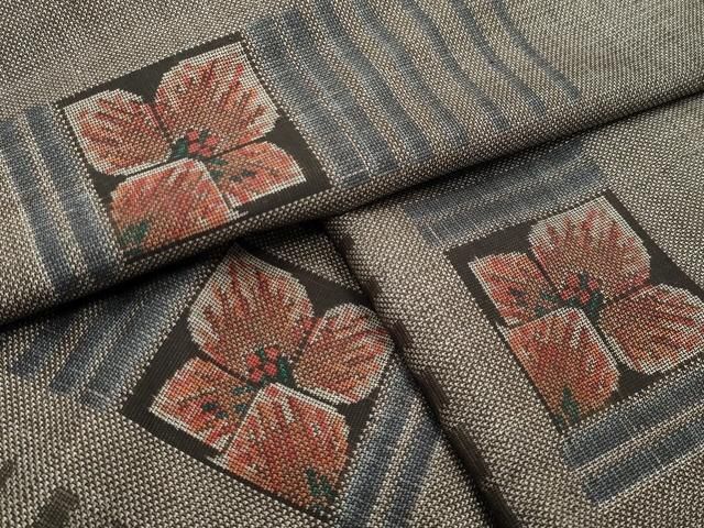 平和屋着物 本場大島紬 9マルキ 横段花文 正絹 gh