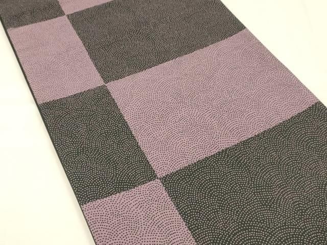 平和屋着物 全通柄袋帯 変わり市松 正絹 cm