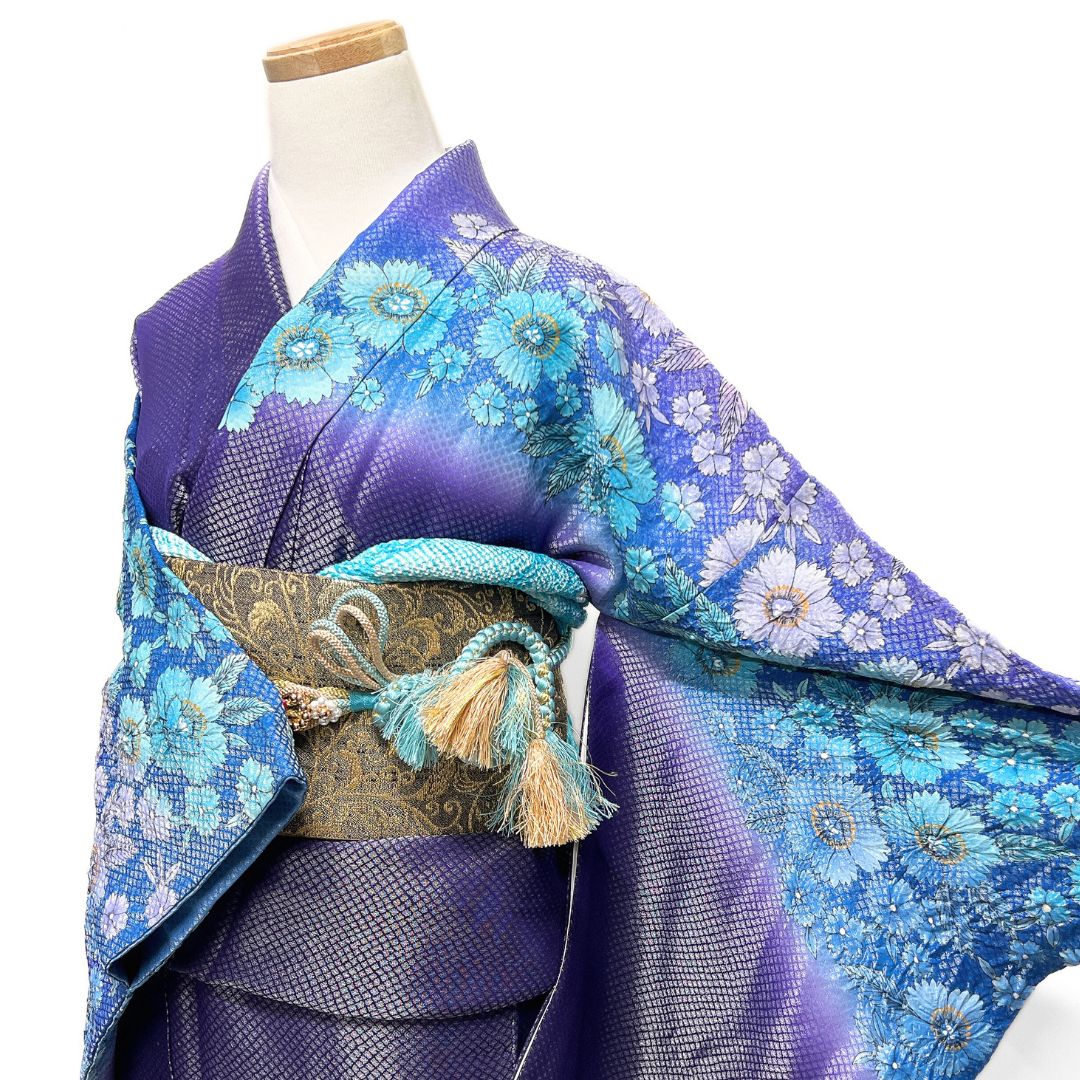 振袖 絞り 撫子 鹿の子 グラデーション 銀糸 晴れの日 成人式 着物 123 b d ms