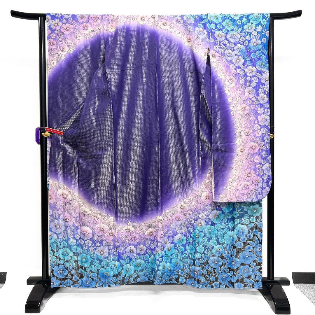 振袖 絞り 撫子 鹿の子 グラデーション 銀糸 晴れの日 成人式 着物 123 b d ms