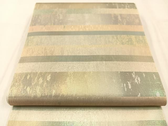 平和屋着物 夏物 銀座きしや 六通柄袋帯 横段文 金銀糸 引箔 正絹 hj