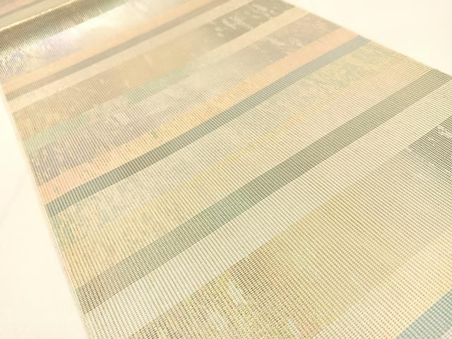 平和屋着物 夏物 銀座きしや 六通柄袋帯 横段文 金銀糸 引箔 正絹 hj