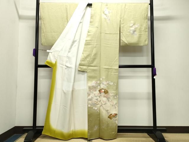 平和屋着物 訪問着 地紙重ね群鶴花文 暈し染め 金銀彩 正絹 gh