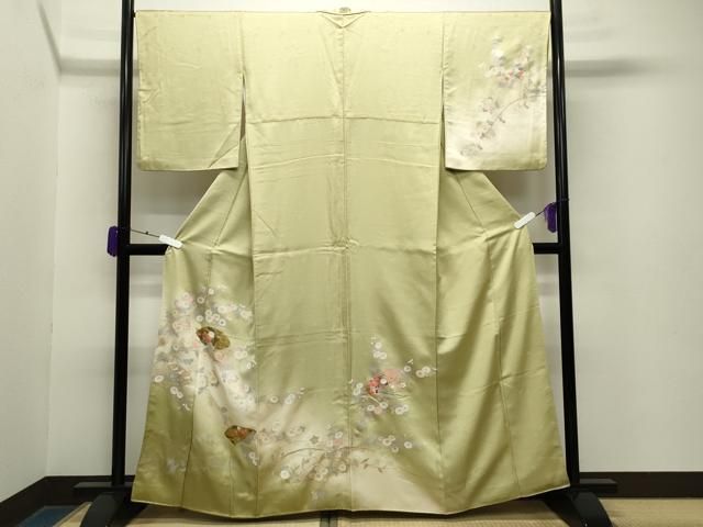 平和屋着物 訪問着 地紙重ね群鶴花文 暈し染め 金銀彩 正絹 gh