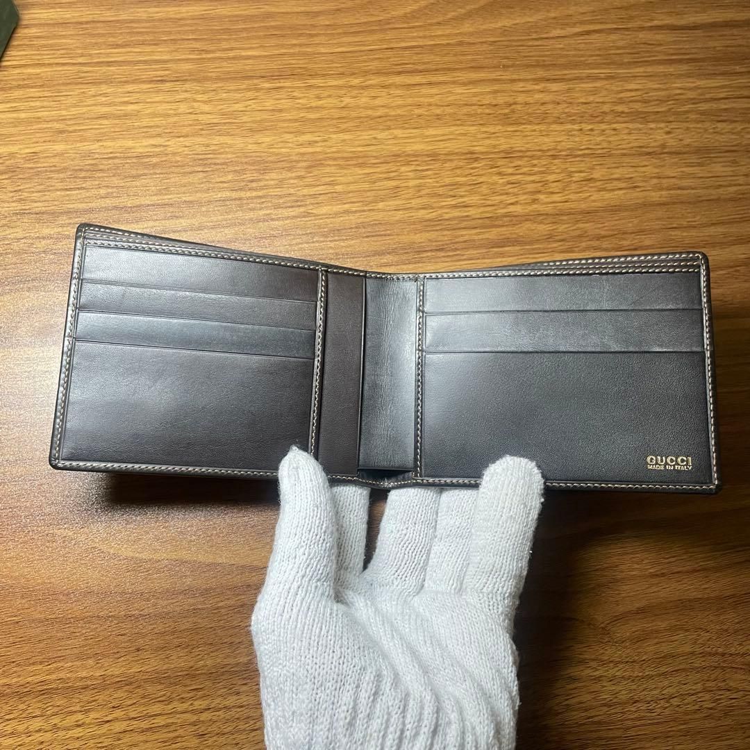 美品】GUCCI グッチ メンズ 二つ折り財布 レザー BOX付 黒 本革 公式
