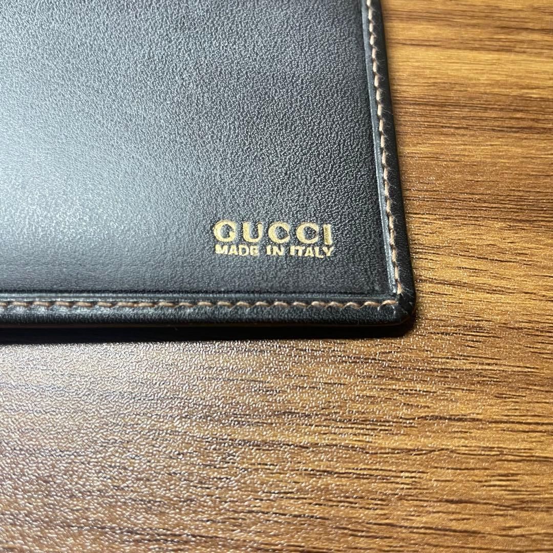 美品】GUCCI グッチ メンズ 二つ折り財布 レザー BOX付 黒 本革 公式