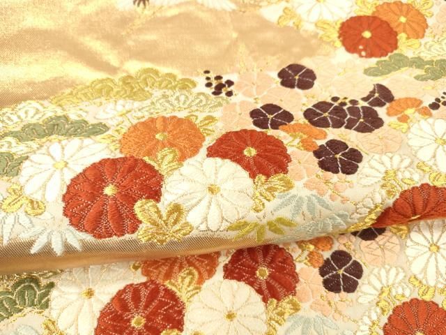西陣名門·河合美術織物 正絹(一部金糸)六通柄 唐織 花唐草 袋帯 美品 楽天市場】平和屋本店□極上 西陣 河合美術織物謹製 六通柄袋帯 唐織