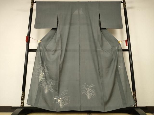 平和屋着物 夏物 訪問着 紗 友禅 作家物 紬地 草花文 正絹 jd