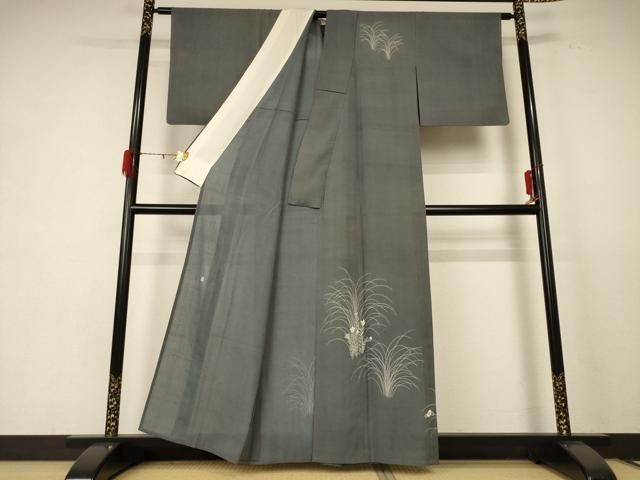 平和屋着物 夏物 訪問着 紗 友禅 作家物 紬地 草花文 正絹 jd