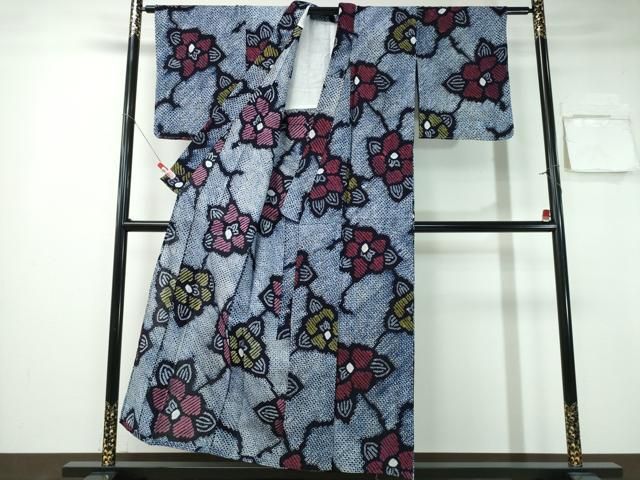 平和屋着物∴夏物 浴衣 有松鳴海絞り 舞花文 綿 ng