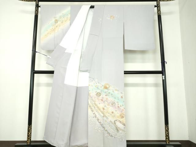 平和屋着物 訪問着 駒刺繍 枝垂れ桜 雪輪花文 暈し染め 金彩 正絹 ps