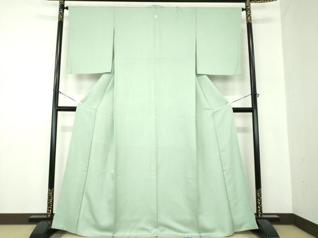 平和屋着物 上質な色無地 葉尽くし地紋 薄青色 正絹 ps