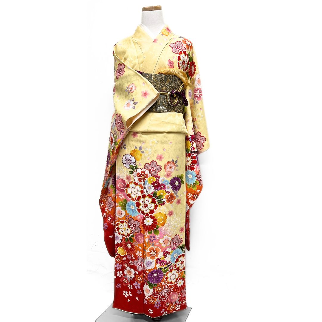 振袖 金駒刺繍 鞠 花模様 グラデーション 晴れの日 着物 123b d ms 振袖 金駒刺繍 鞠 花模様 グラデーション 晴れの日 着物 123b d ms