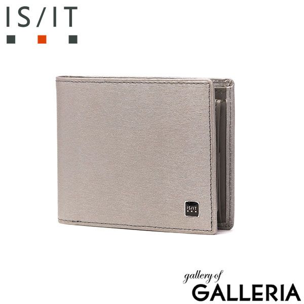IS/IT 二つ折り財布 メンズ レディース 本革 革 イズイット 財布 二つ折り ブランド 小銭入れあり コンパクト シンプル ポリマー 989605 シルバー