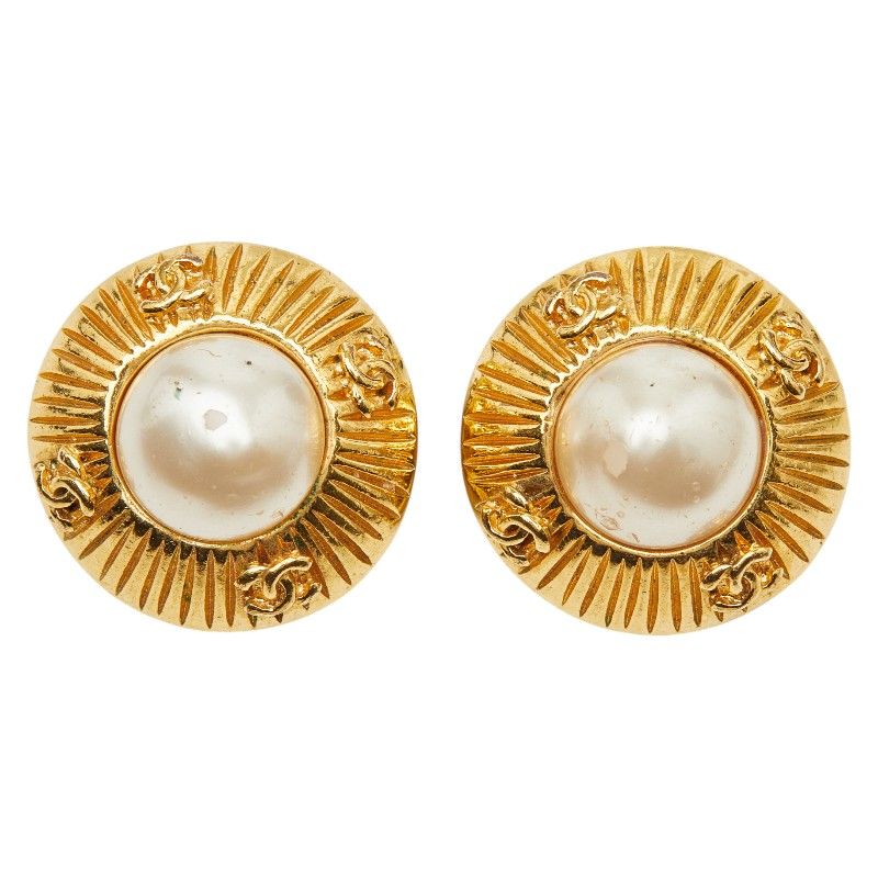 シャネル ココマーク パール ラウンド ヴィンテージ ゴールド メッキ フェイクパール レディース CHANEL 1-0247757