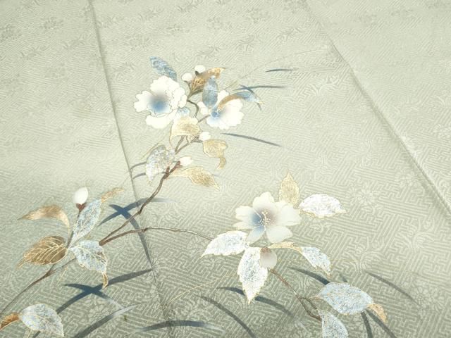 平和屋着物▽訪問着 枝花文 暈し染め 金銀彩 正絹 逸品 CABA8542th