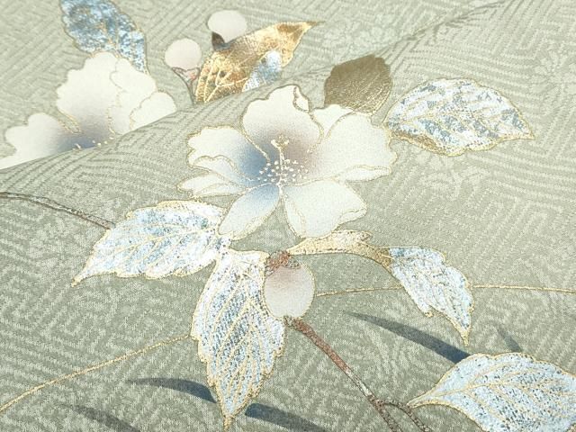 平和屋着物●訪問着　草花文　暈し染め　金銀彩　正絹　逸品　未使用　CAAW8556yc 平和屋着物▽訪問着 枝花文 暈し染め 金銀彩 正絹 逸品 CABA8542th