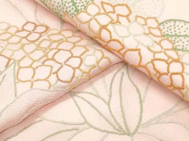 平和屋着物▽中国三大刺繍 相良刺繍 総刺繍 訪問着 紫陽花 正絹 逸品