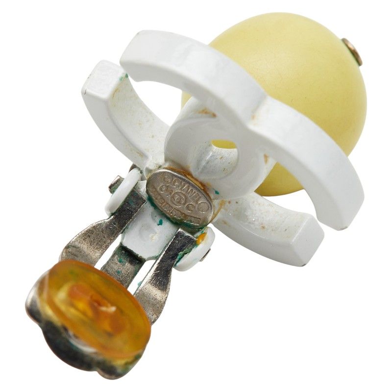  シャネル ココマーク イヤリング スイング ホワイト イエロー プラスチック レディース CHANEL 1-0247771 イヤリング アクセサリー