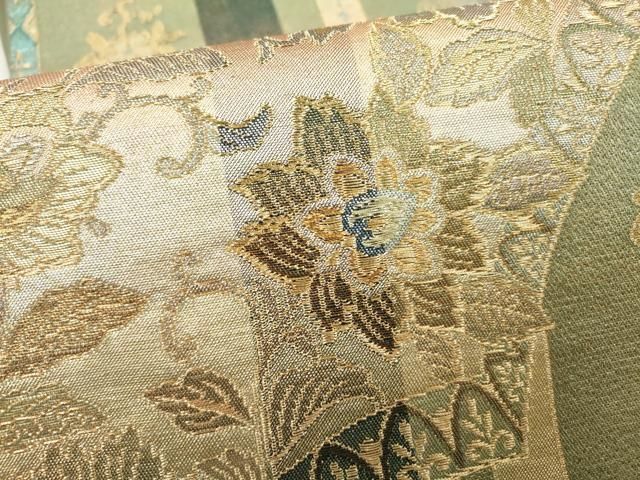 平和屋着物▽六通柄袋帯 更紗花唐草文 金糸 正絹 逸品 DAAZ6264fe