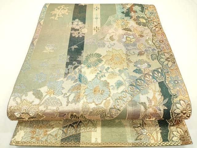 平和屋着物▽六通柄袋帯 更紗花唐草文 金糸 正絹 逸品 DAAZ6264fe
