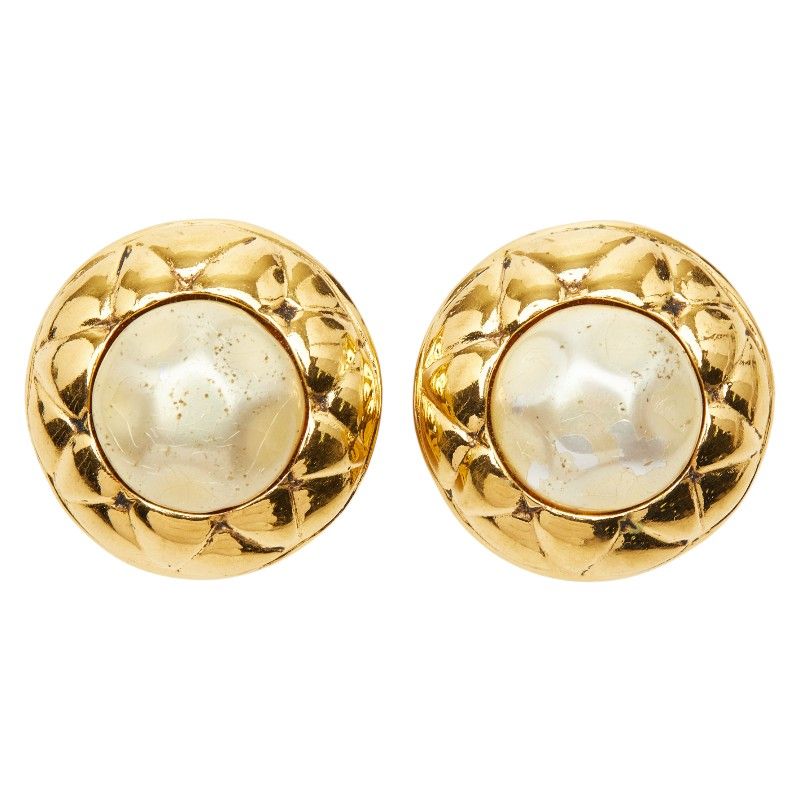 シャネル マトラッセ パール ラウンド ゴールド メッキ フェイクパール レディース CHANEL 1-0247801