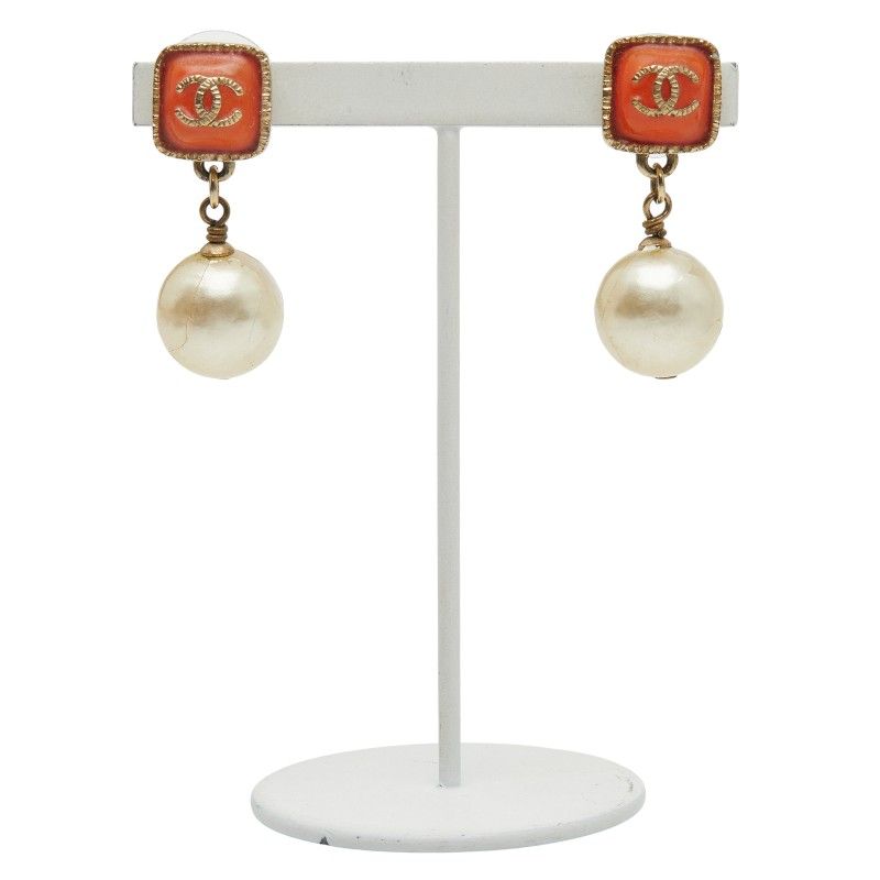 シャネル ココマーク パール ゴールド オレンジ メッキ フェイクパール レディース CHANEL 1-0247802
