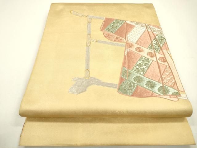 平和屋着物▽太鼓柄袋帯 総刺繍 誰が袖 金糸 引箔 正絹 逸品