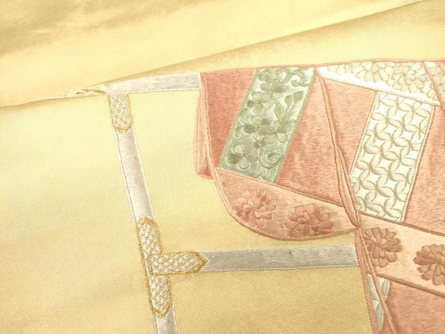 平和屋着物▽太鼓柄袋帯 総刺繍 誰が袖 金糸 引箔 正絹 逸品
